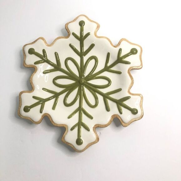 Department 56 Other - department 56 cookie plate green white sugar cookie snowflake shape 8.25 READ